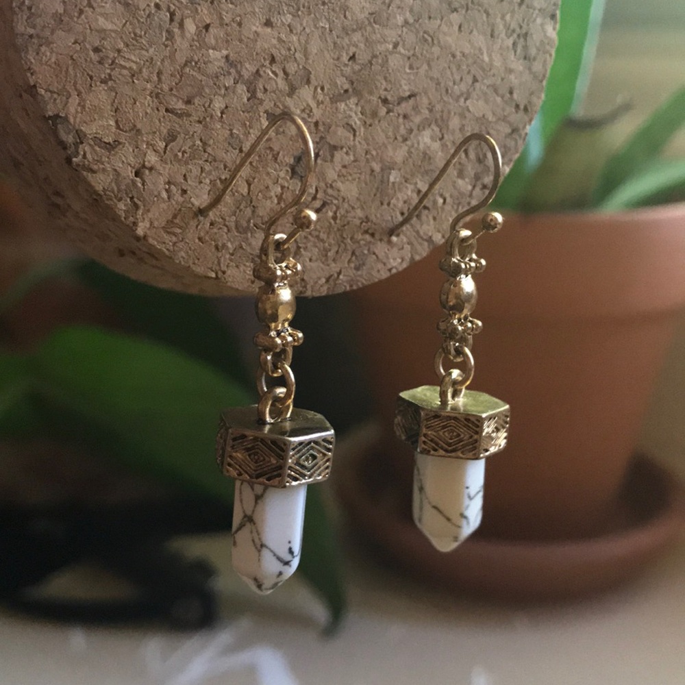Gold/marble earrings